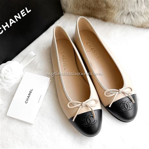 chanel quilted flats|Chanel flats beige and black.